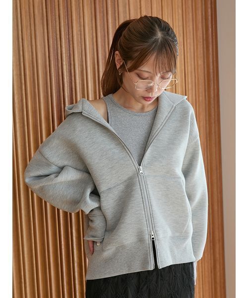 emmi パーカー ダンボールジップアップフーディー レディース