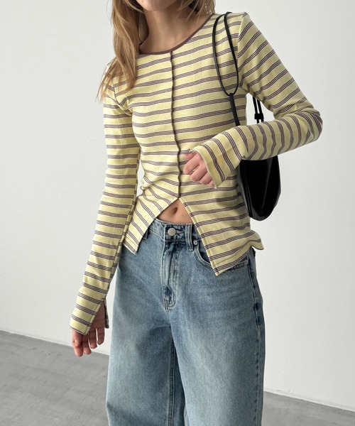 CANAL JEAN（キャナルジーン） tシャツ Miller パネルリブスリットプル