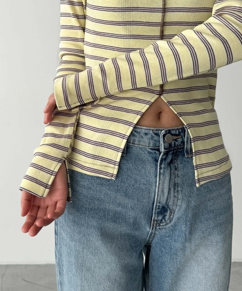 CANAL JEAN（キャナルジーン） tシャツ Miller パネルリブスリットプル