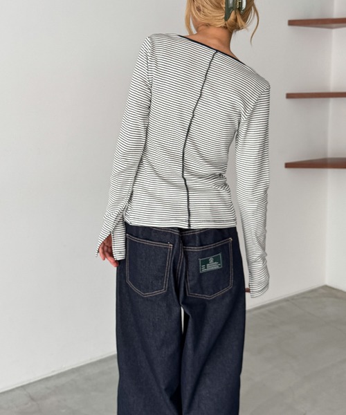 キャナルジーン　プルオーバー　M ブラック CANAL JEAN（キャナルジーン） tシャツ Miller パネルリブスリットプル
