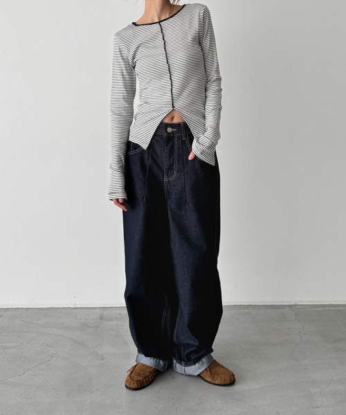キャナルジーン　プルオーバー　M ブラック CANAL JEAN（キャナルジーン） tシャツ Miller パネルリブスリットプル