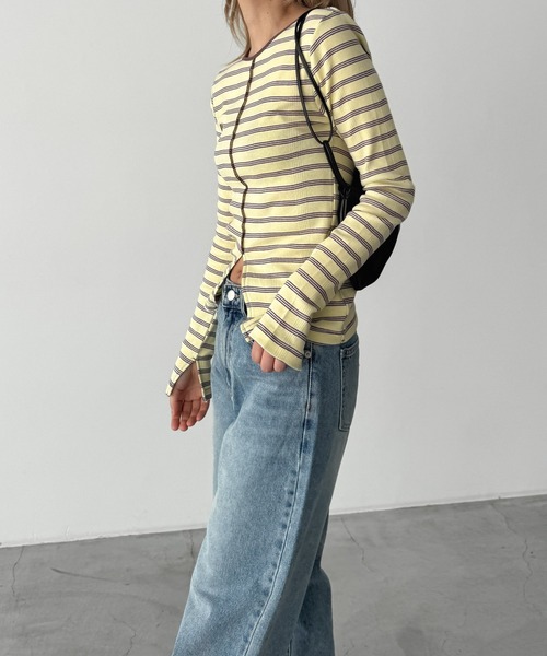 CANAL JEAN（キャナルジーン） tシャツ Miller パネルリブスリットプル