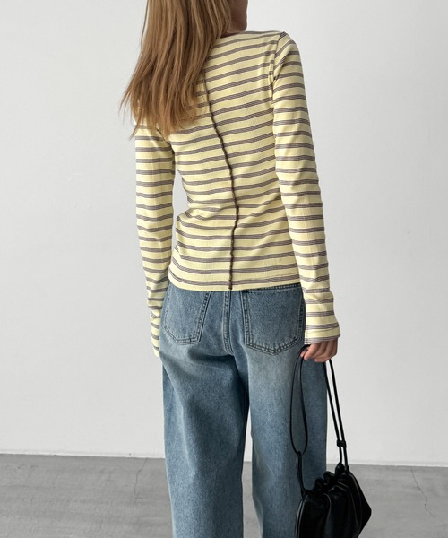 CANAL JEAN（キャナルジーン） tシャツ Miller パネルリブスリットプル