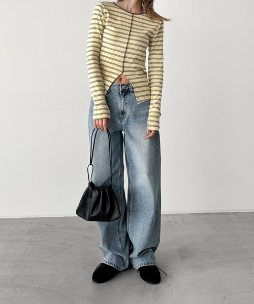CANAL JEAN（キャナルジーン） tシャツ Miller パネルリブスリットプル