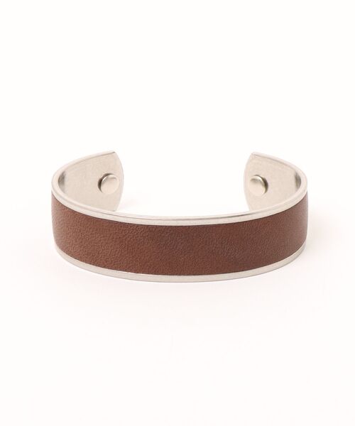 ブレスレット 「hobo / ホーボー」BRASS BRACELET WIDE with HORSE LEATHER メンズ レディースの画像
