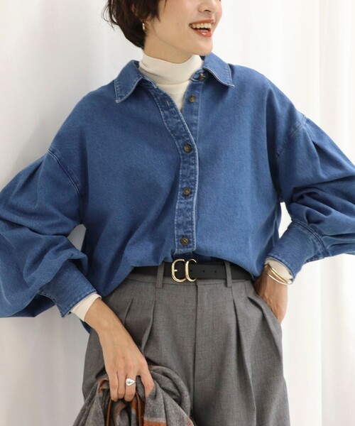 「Rie Miller」 長袖シャツ FREE インディゴブルー レディース_画像4