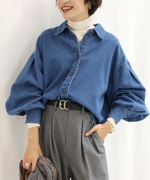 「Rie Miller」 長袖シャツ FREE インディゴブルー レディース_画像8