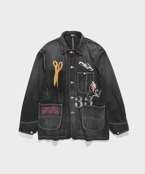 ブルゾン アウター 「KHOKI / コッキ」Hand-Embroidered Denim Coverall メンズの画像