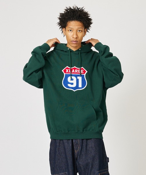 「XLARGE」 プルオーバーパーカー L グリーン メンズの画像