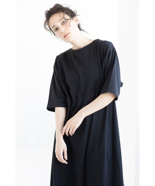 「OSMOSIS」 半袖ワンピース ONE SIZE ブラック レディース_画像4