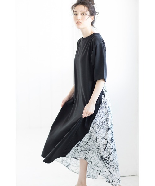 「OSMOSIS」 半袖ワンピース ONE SIZE ブラック レディース_画像9
