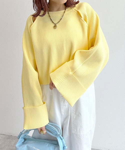 「w closet」 長袖ニット FREE ベージュ レディース_画像3