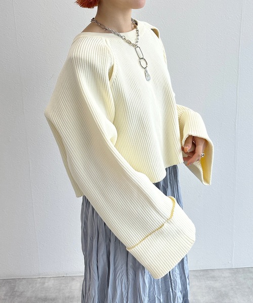 「w closet」 長袖ニット FREE ベージュ レディース_画像6