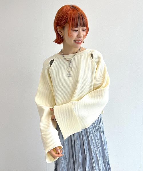 「w closet」 長袖ニット FREE ベージュ レディース_画像7