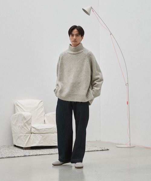 「WYM LIDNM」 長袖ニット M ライトグレー メンズ_画像4