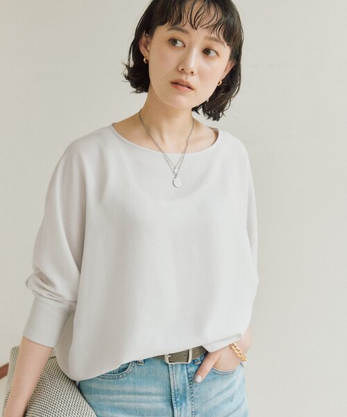 ブラウス シャツ 「毎年ご好評！シワになりにくい/手洗い可」リブ付きジョーゼットドルマンブラウス レディースの画像