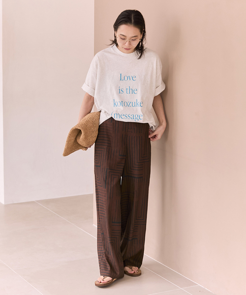 ワイドパンツ パンツ VISアサキカプリントパンツ レディースの画像