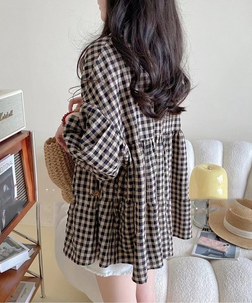 美品　ポンデシャロン　シャツ ギンガムチェック ブラウス ブラウス シャツ ギンガムチェックブラウス レディース : ZOZOTOWN