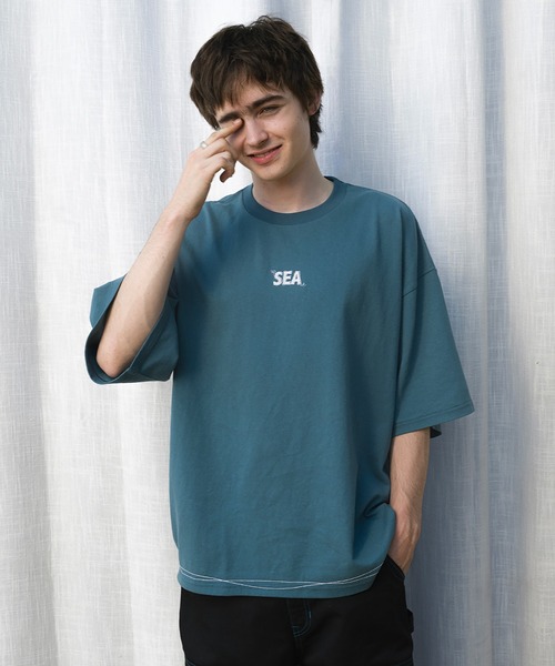 WIND AND SEA（ウィンダンシー） tシャツ WAVE BLUE STITCH TEE メンズ