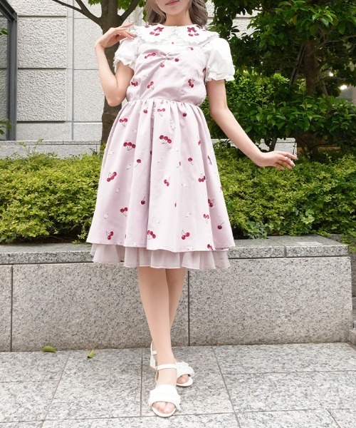 axes femme POETIQUE ワンピース チェリー×ローズ刺繍JSK