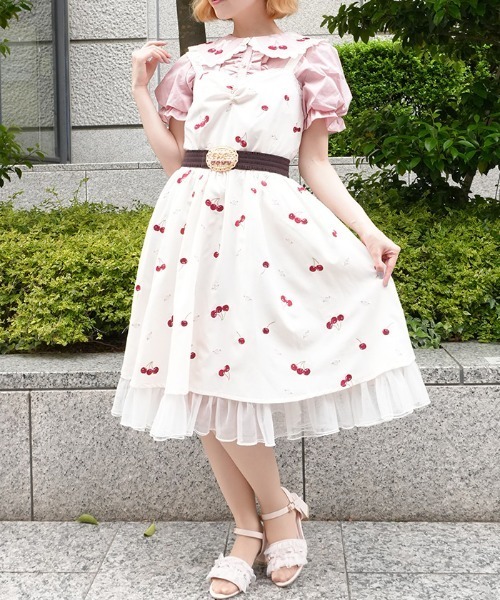 axes femme POETIQUE ワンピース チェリー×ローズ刺繍JSK