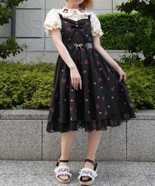 axes femme POETIQUE ワンピース チェリー×ローズ刺繍JSK