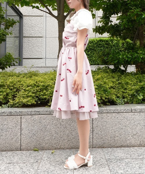 axes femme POETIQUE ワンピース チェリー×ローズ刺繍JSK