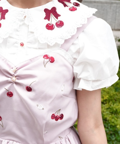 axes femme POETIQUE ワンピース チェリー×ローズ刺繍JSK