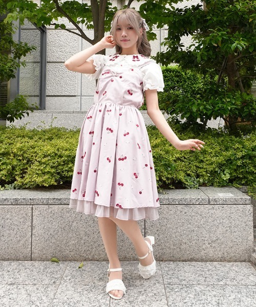 axes femme POETIQUE ワンピース チェリー×ローズ刺繍JSK