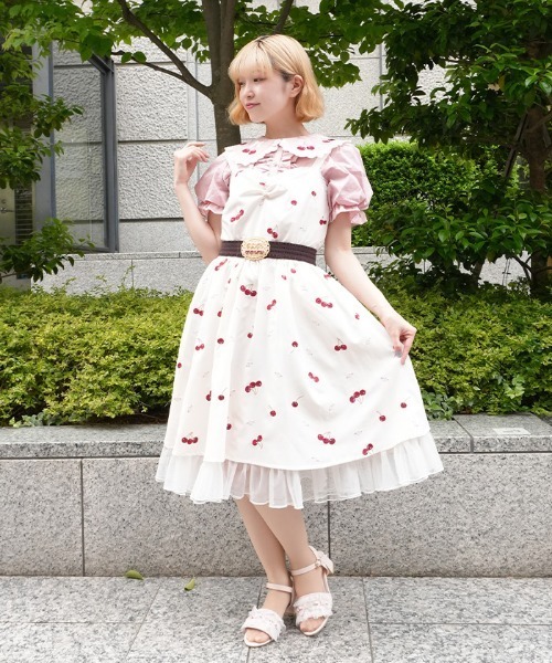 axes femme POETIQUE ワンピース チェリー×ローズ刺繍JSK
