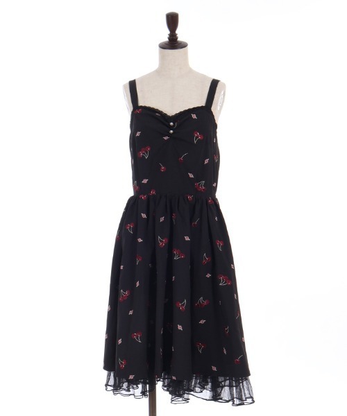 axes femme POETIQUE ワンピース チェリー×ローズ刺繍JSK