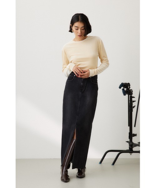 「crie conforto」 デニムスカート MEDIUM ブラック系その他 レディース_画像3