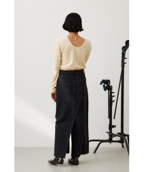 「crie conforto」 デニムスカート MEDIUM ブラック系その他 レディース_画像4