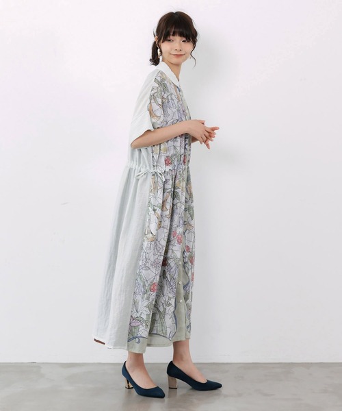 ScoLar（スカラー） シャツワンピース ステンドグラス風花柄シャツ