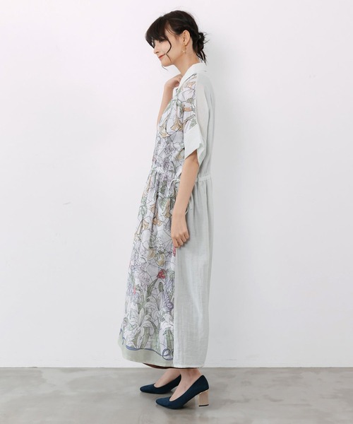 ScoLar（スカラー） シャツワンピース ステンドグラス風花柄シャツ
