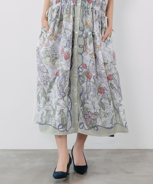 ScoLar（スカラー） シャツワンピース ステンドグラス風花柄シャツ