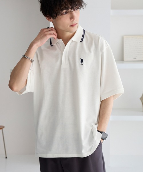 「U.S. POLO ASSN.」 半袖ポロシャツ S ホワイト メンズ_画像2