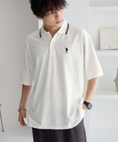 「U.S. POLO ASSN.」 半袖ポロシャツ S ホワイト メンズ_画像4