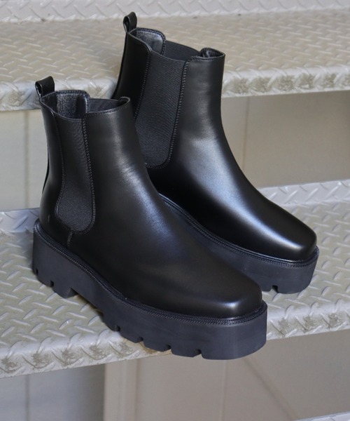 Dedes ブーツ トラックソール厚底スクエアレースアップブーツ