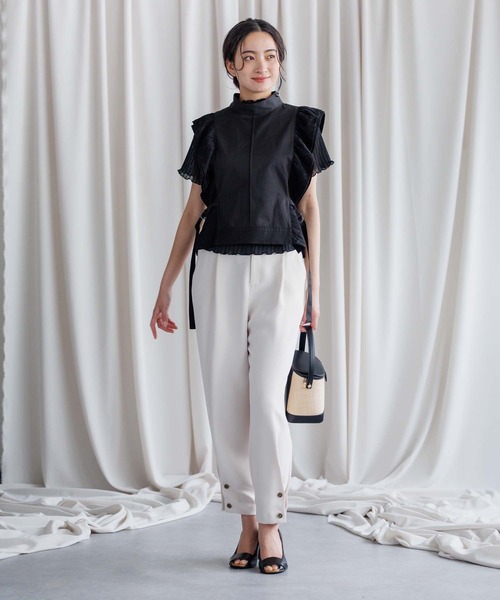 MassimoDutti｜立体感バルーンパンツ 裾ボタンがアクセント 美脚 Anside パンツ レディース 裾ボタンバルーンパンツ : ZOZOTOWN