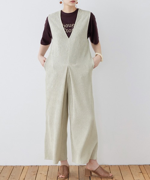 Fashion Letter サロペット オーバーオール 深Vネック
