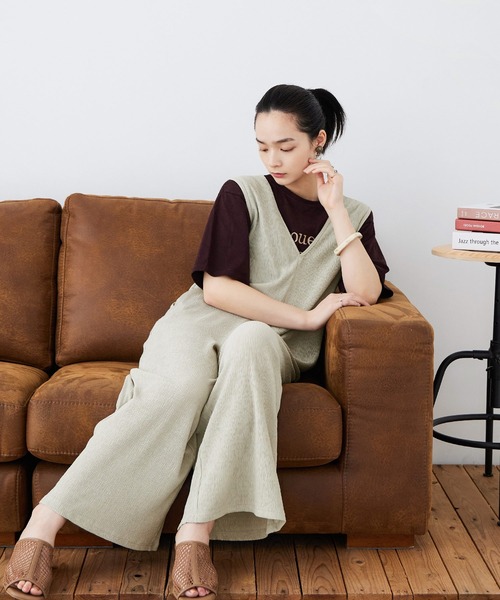 Fashion Letter サロペット オーバーオール 深Vネック