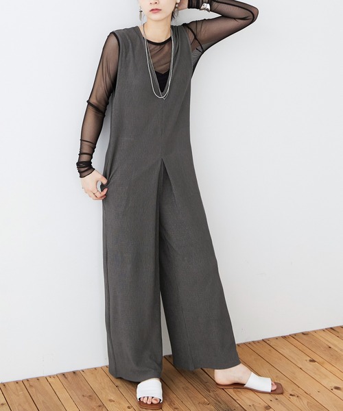 Fashion Letter サロペット オーバーオール 深Vネック