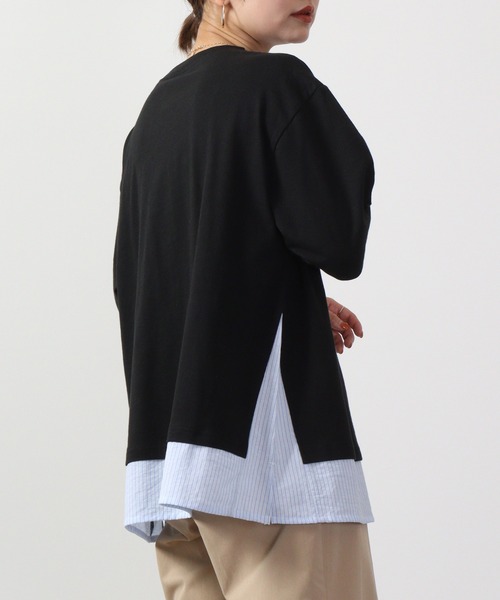 Emago tシャツ EMAGO キリンパッチワーク刺繍T 六分袖
