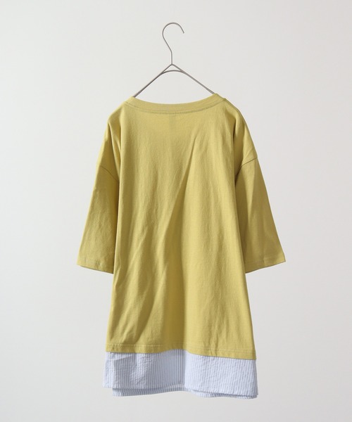 Emago tシャツ EMAGO キリンパッチワーク刺繍T 六分袖