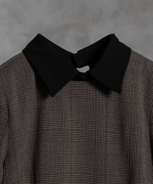 adree ワンピース bicolor line check onepiece/バイカラー