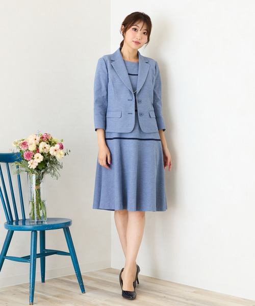 Rose Tiara ノーカラージャケット 46 ライトブルー セール】【セットアップ対応】デニムライクジャケット（ノー