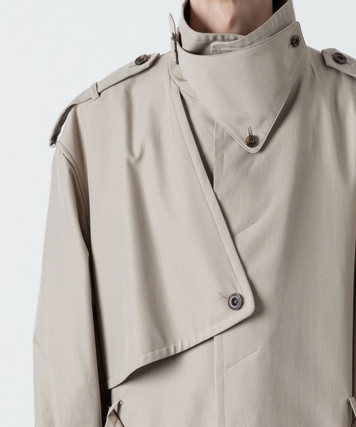 トレンチコート コート stand collar single trench coat メンズの画像