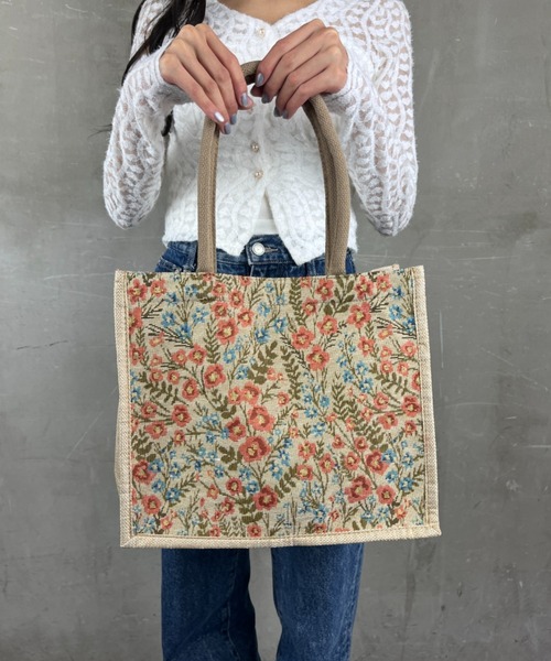 美品　インデンヤ花柄トートバッグ　袋付き Loco Ocean（ロコオーシャン） トートバッグ 「花柄」A4サイズ