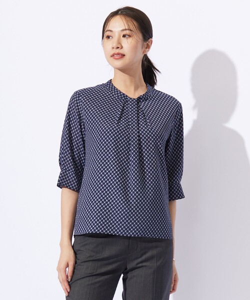 モノグラムプリント ボウタイ風 カットソー tシャツ モノグラムプリント ボウタイ風 カットソー レディース